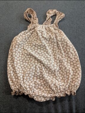 Rylee + Cru Brown Floral Bubble Baby Romper